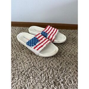 Hey Dude Men's Sox Collection American Flag White Slides Lightweight Size 10